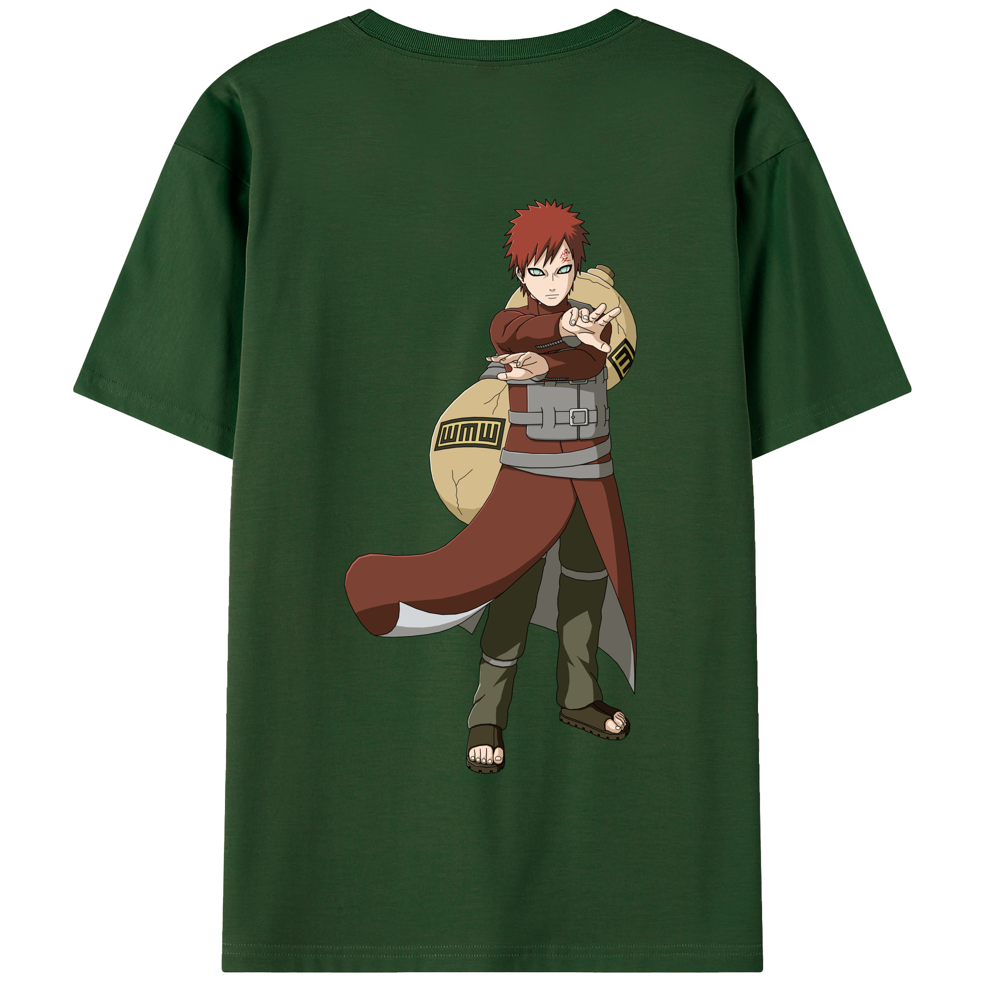 （画像用） NARUTO -ナルト- ガアラ Gaara 綿100％半袖Tシャツ（背面プリント）